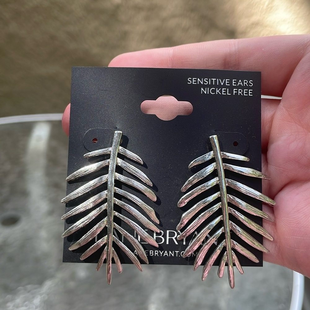 Lane Bryant Silver Jungle Leaf Earrings